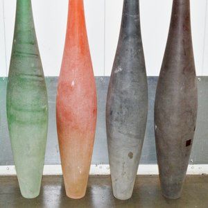 MADE IN ITALY  VENETIAN MURANO  HANDBLOWN  GLASS VASES  31'' HEIGHT 15'' BASE 2'